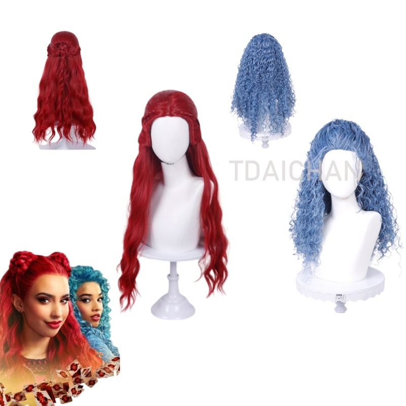 Anime Cosplay Red Hair - Wig Cosplay Keriting Merah Gaya Rambut