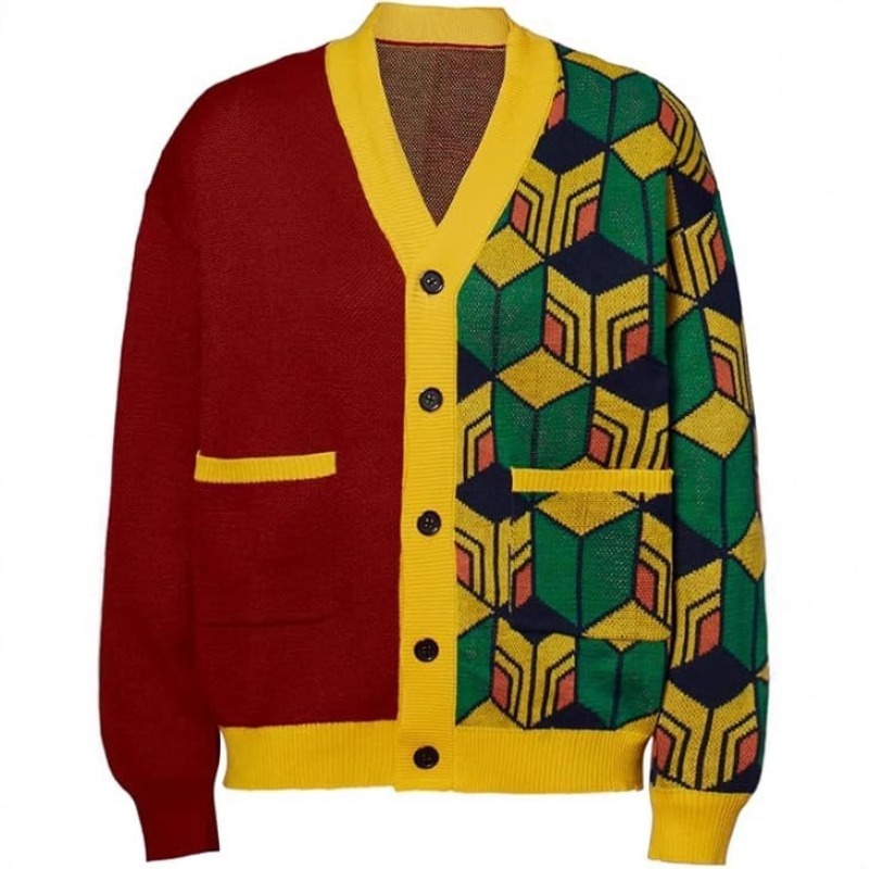 Anime Cosplay Demon Slayer - Sweater & Jaket Cardigan Rajut Kancing
