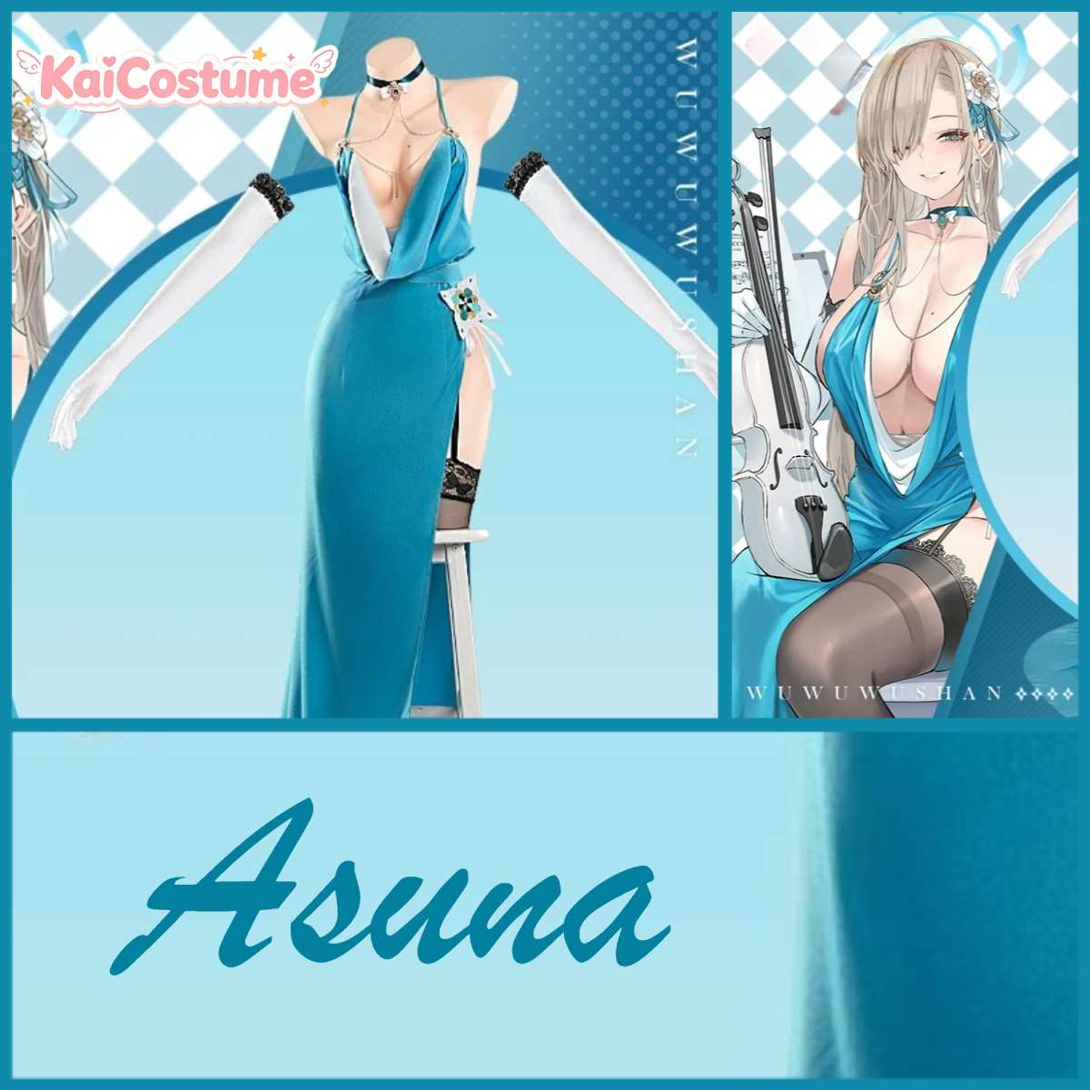 Anime Cosplay Photo - Blue Archive Asuna Gaun Malam Cosplay