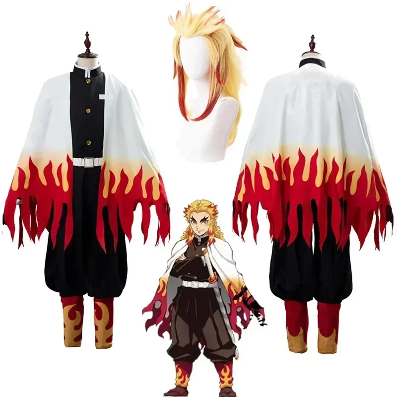 Anime Cosplay Demon Slayer - Rengoku Kyoujurou Pakaian Wig Fantasi Anime