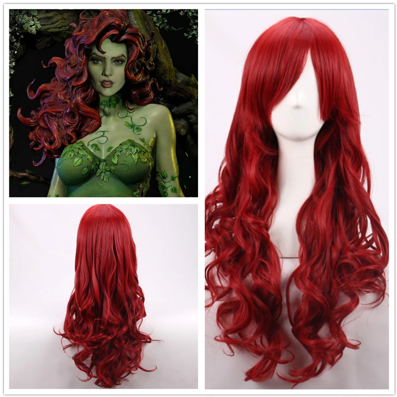 Anime Cosplay Red Hair - Wig Rambut Sintetis Tahan Panas Bergelombang