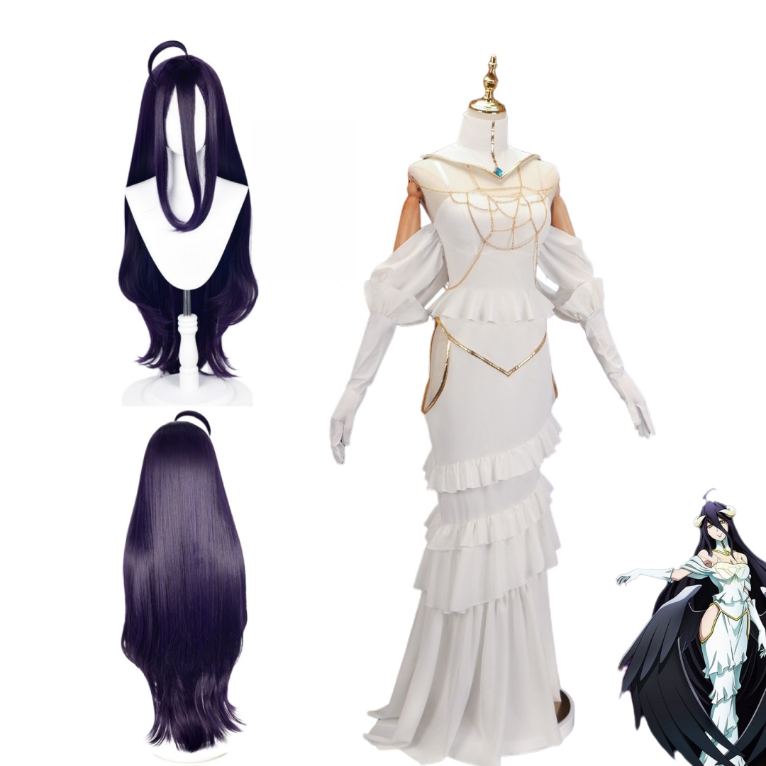 Anime Cosplay Albedo - Set Wig Kostum Cosplay Overlord Arubedo
