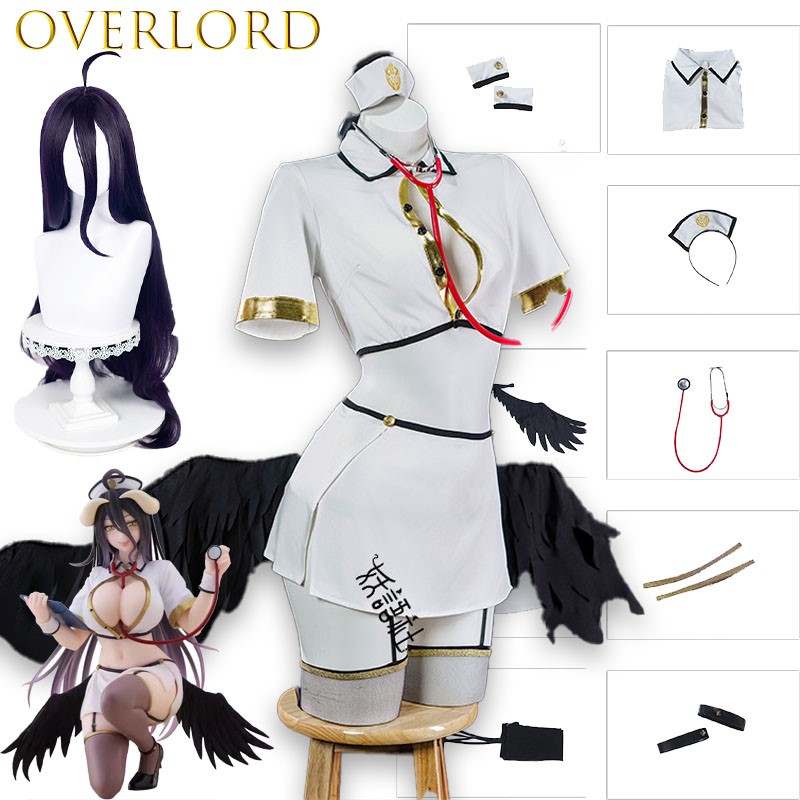 Anime Cosplay Albedo - Kostum Cosplay OVERLORD Albedo Nurse, Pakaian