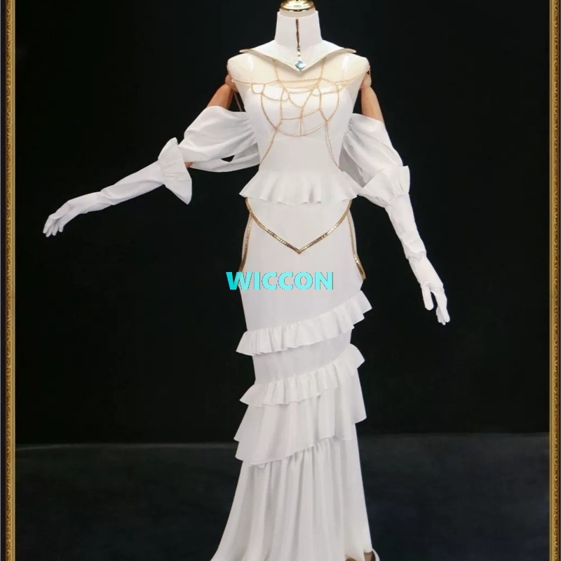 Anime Cosplay Albedo - TERSEDIA Wig Kostum Albedo Wanita Gaun
