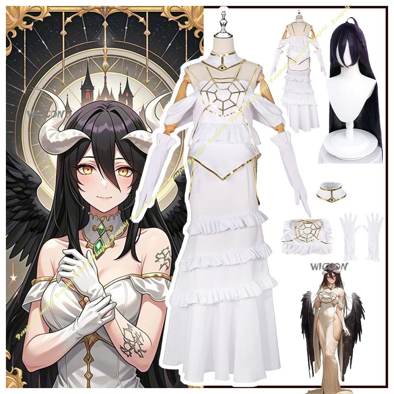 Anime Cosplay Albedo - Kostum Cosplay Anime Over Albedo Gaun