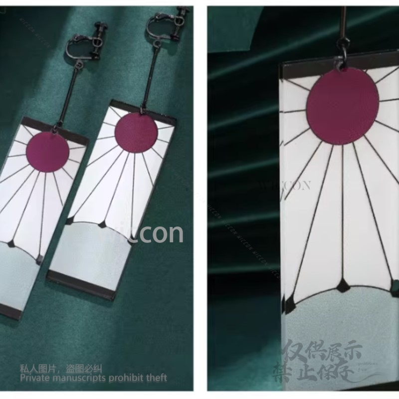 Anting Akrilik Klip Telinga Ak - Anime Cosplay Demon Slayer ulasan dan harga