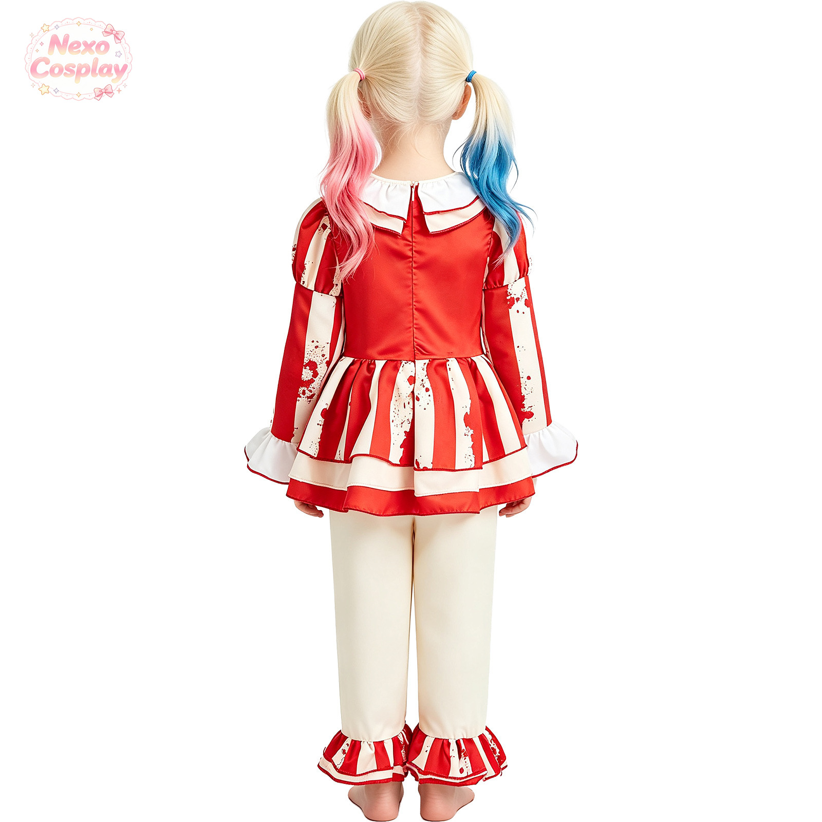 Setelan Badut Horor Bergaris M - Anime Cosplay Kid ulasan dan harga