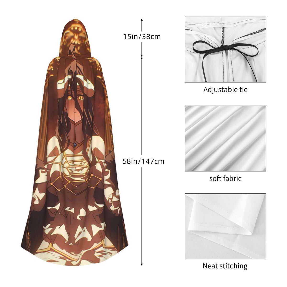 Jubah Panjang Bertudung Albedo - Anime Cosplay Albedo ulasan dan harga