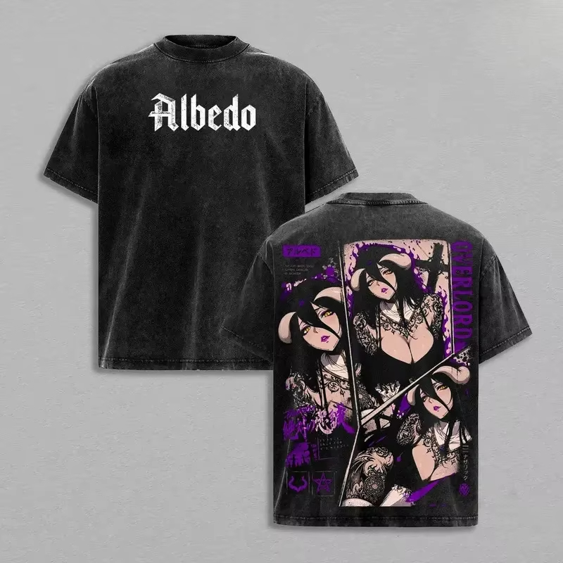 Kaos Katun Oversized Y2K Vinta - Anime Cosplay Albedo ulasan dan harga