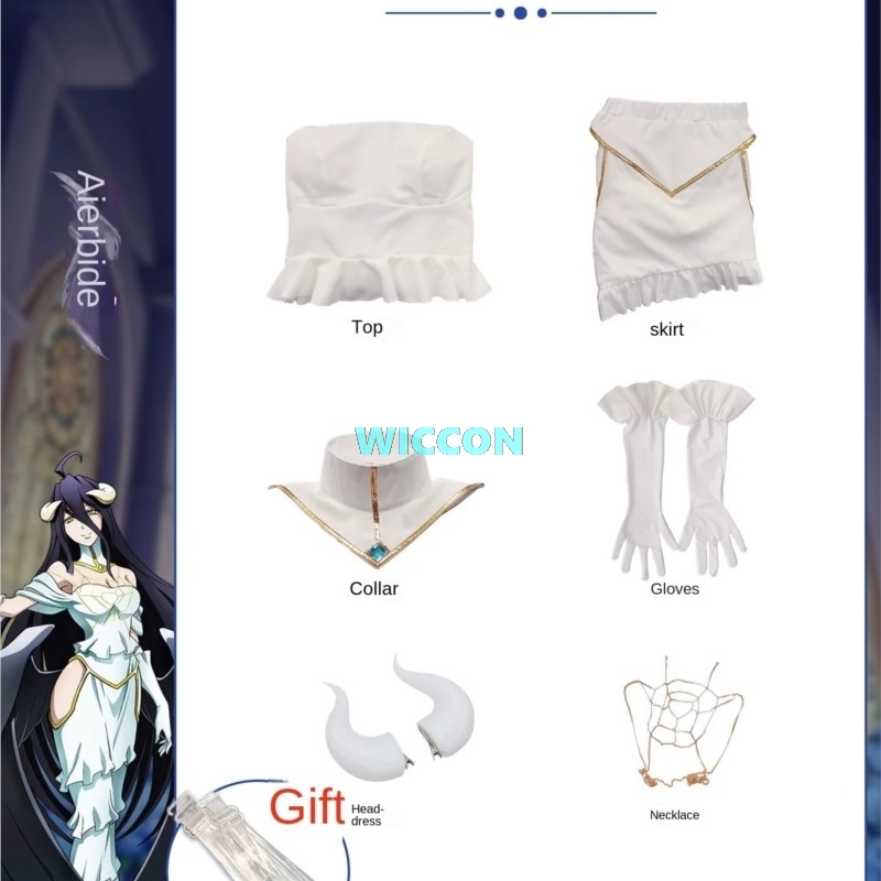 TERSEDIA Wig Kostum Albedo Wan - Anime Cosplay Albedo ulasan dan harga